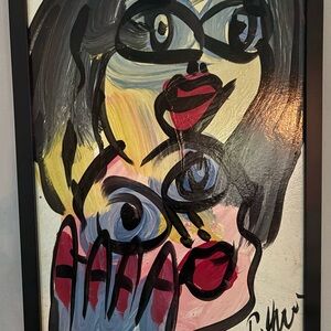 Abstract Expressionist Art Print with Black Frame